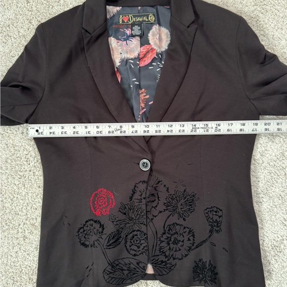 Desigual Black Blazer with Red Floral Embroidery - Picture 10 of 12